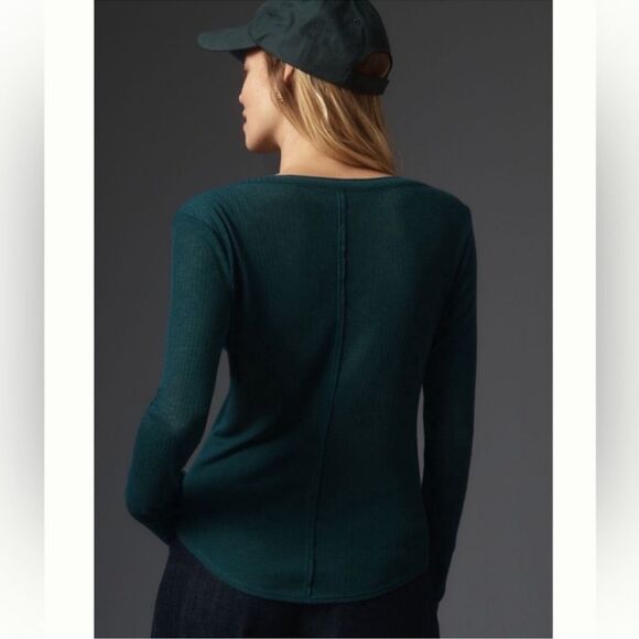 NWT ANTHROPOLOGIE PILCRO Andie Ribbed Tissue Top  Teal Women’s Size Medium - Picture 3 of 9